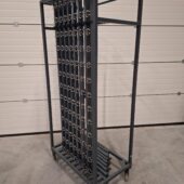 4 Demontabele garderoberekken / kapstokken met 104 rvs haken op trolley / transportkar actieprijs.