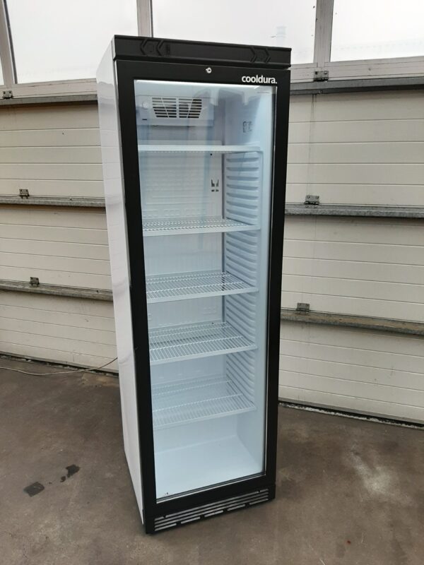 Glasdeurkoelkast glasdeurkoeling groot 368 liter inhoud met ledverlichting wit nieuw.