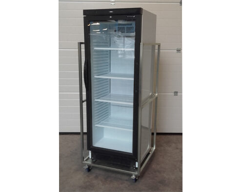 Glasdeurkoelkast wit met transportkar / trolley nieuw actieprijs.