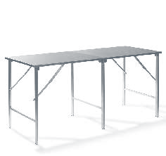 Opvouwbare werktafel van rvs.