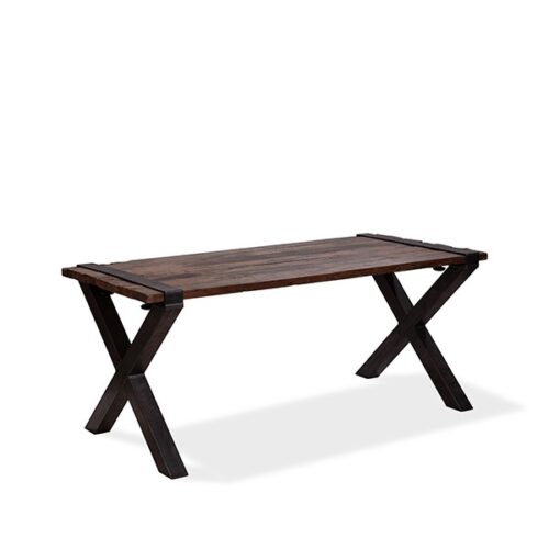 Exclusieve tafel met onbewerkt houten tafelblad antieke stijl