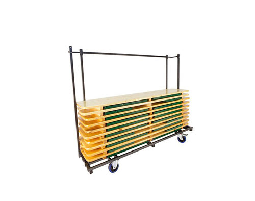 Transportkar / trolley met 10 bierbanksets 10 biertafels 50x220 cm. en 20 banken 25x250 cm. brouwerij kwaliteit actieprijs.